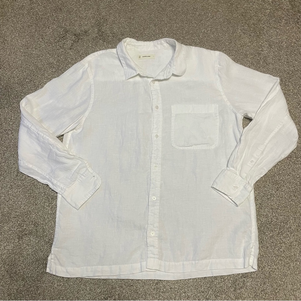 Men’s Everlane Straight Hem 100% Linen Button Down Size L